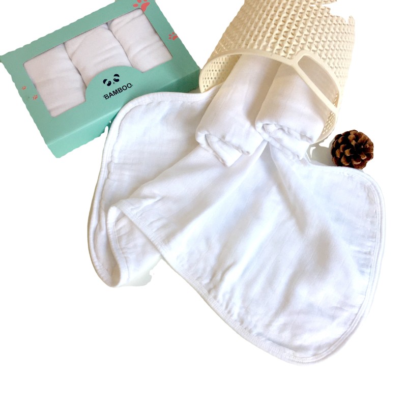High Quality Organic Bamboo Cotton Muslin Baby Burp Cloth Super Soft Colored Muslin Babies Bibs