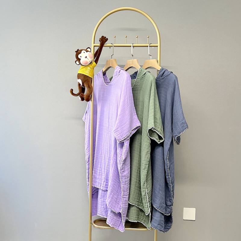 Liahren Bamboo Muslin Hooded Poncho for Men Women  Ultra Soft  Lightweight Quick Dry Adult Beach/Pool/Surf Poncho Towel Cover-up