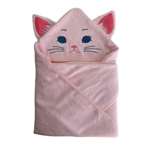 New Design Organic Bamboo Hooded Baby Towels With Cat Design 90*90cm 500GSM Thick Soft Comfortable Baby Bath Towel