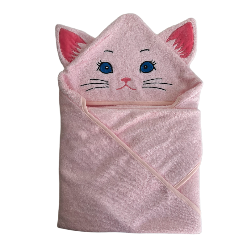 New Design Organic Bamboo Hooded Baby Towels With Cat Design 90*90cm 500GSM Thick Soft Comfortable Baby Bath Towel