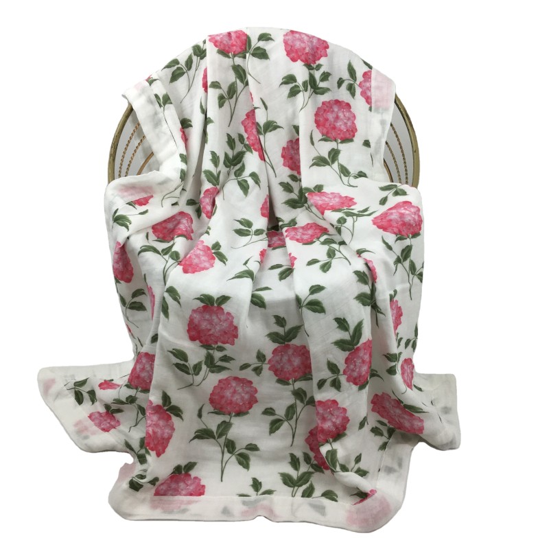 Thick 6 Layers Swaddle Blanket Print Large Size 120*120cm 70% Organic Bamboo 30%cotton  Muslin Swaddle Blanket