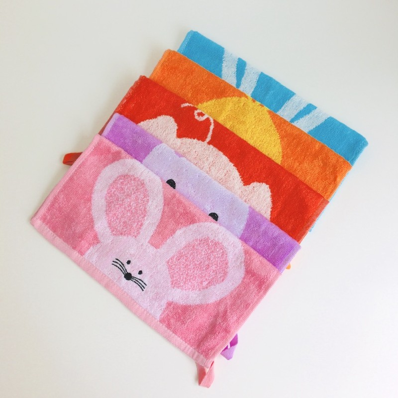 High Quality Yarn Dyed Jacquard Super Soft Cute Cartoon Design Bamboo Towels for Baby Kids Bathroom Washcloths Facial Towels Set