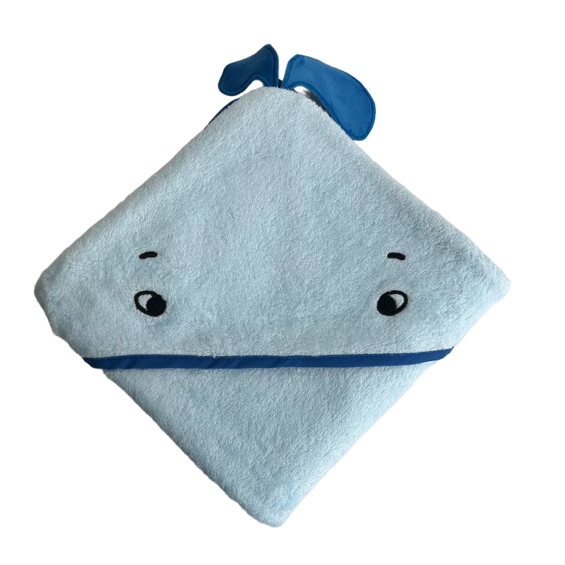 Factory Wholesale 500 GSM Organic Bamboo Baby Bath Towel Blue Whale Design Embroidered Hooded Towel Boy's Bamboo Hooded Towels