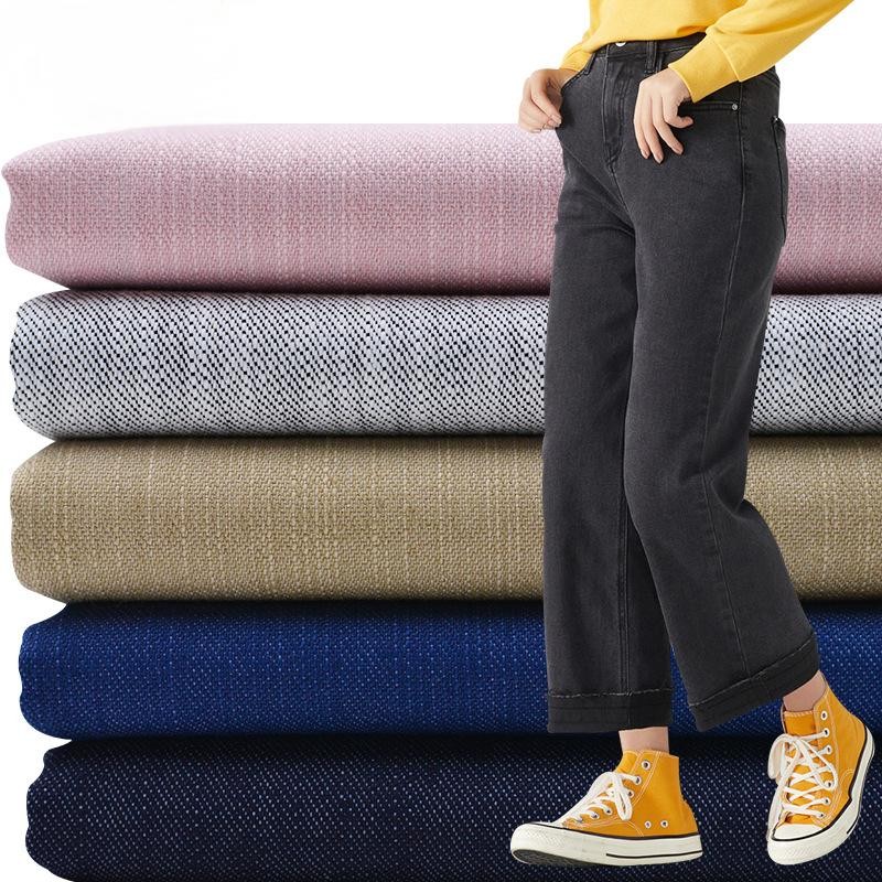65% Organic Cotton30%Polyester5%Spandex 265GSM Thick Cotton Bamboo Slub Like Denim Look Fabric Stretch Twill Fabric for Pants