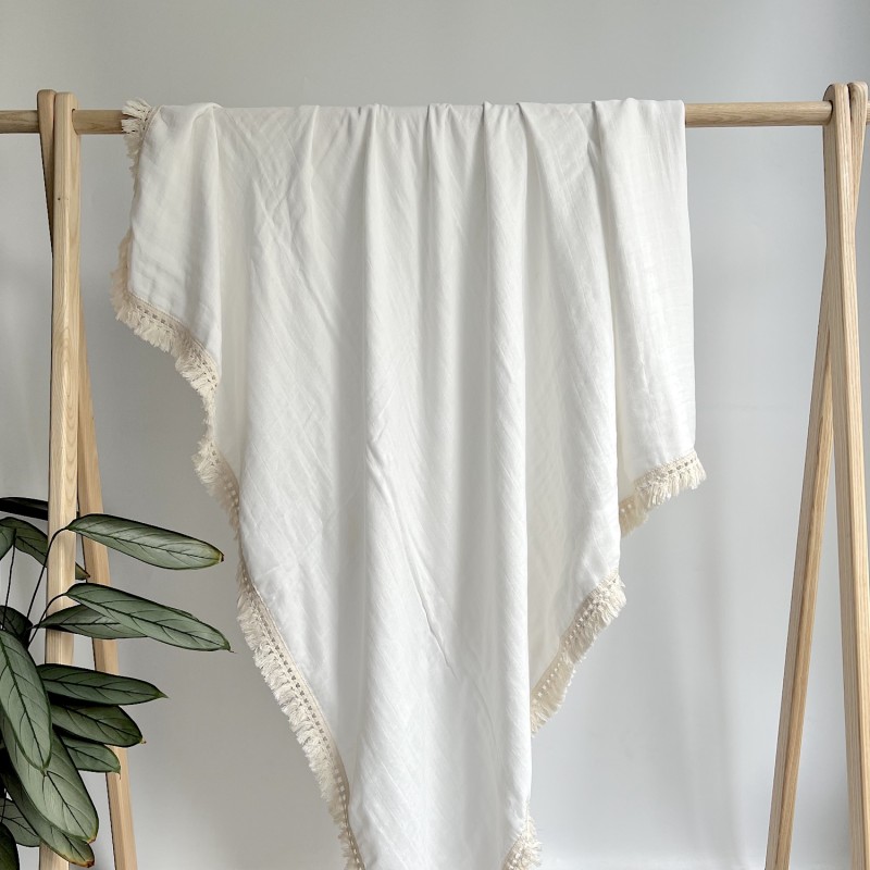 2layers 4layers Soft Breathable Bamboo Cotton Muslin Baby Blanket Fashion Fringe Baby Swaddle Blanket Beach Blanket