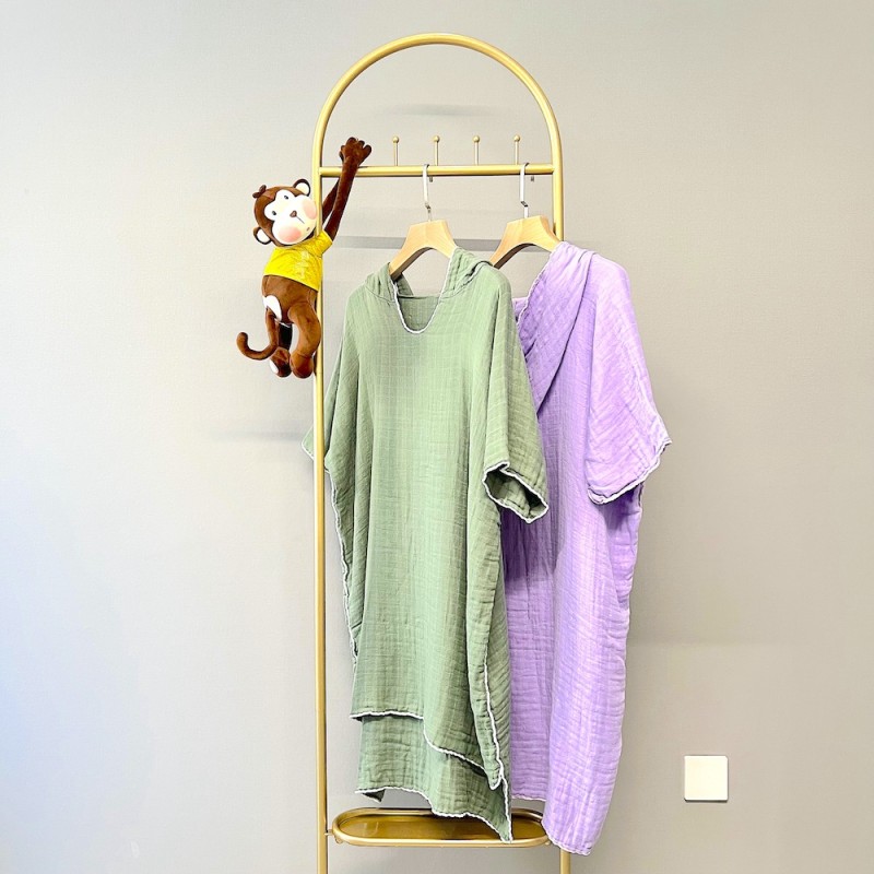 Liahren Bamboo Muslin Hooded Poncho for Men Women  Ultra Soft  Lightweight Quick Dry Adult Beach/Pool/Surf Poncho Towel Cover-up