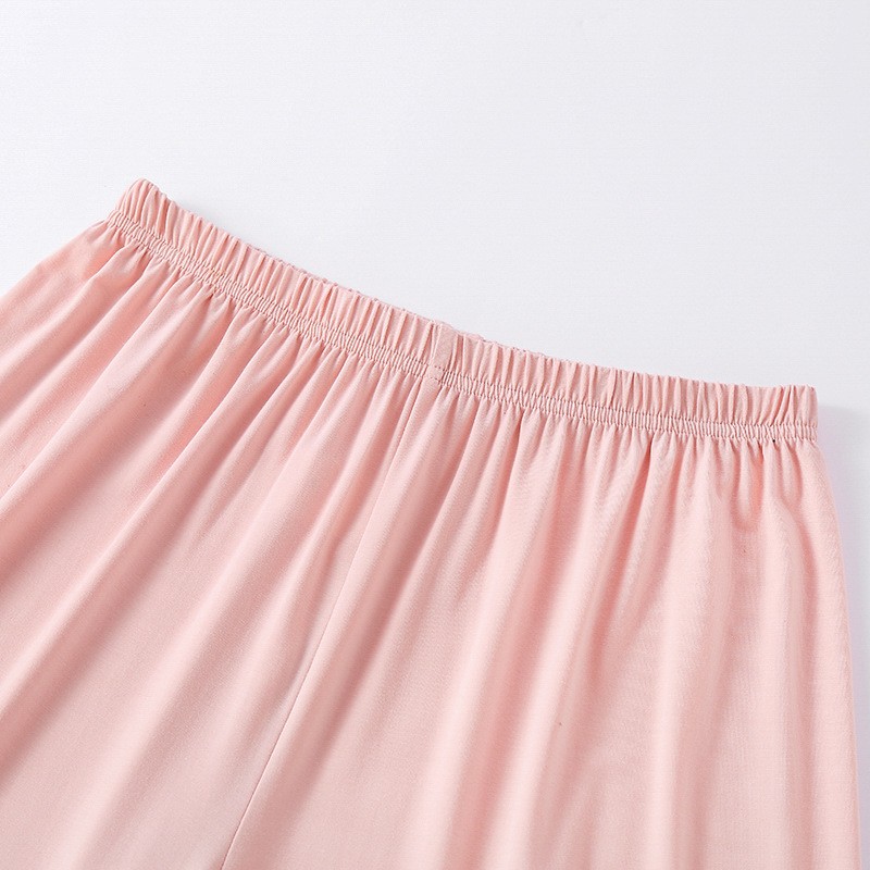 In Stock Luxury Ladies 93%Bamboo 7%Spandex Loungewear Sets With Padded Bust Support Short Sleeved Pants Bamboo Pajamas Set