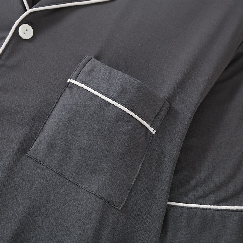 In Stock Simple Comfortable Men 93%Bamboo 7%Spandex Loungewear Sets Customize Men Short-Sleeve Pajama Set With Shorts