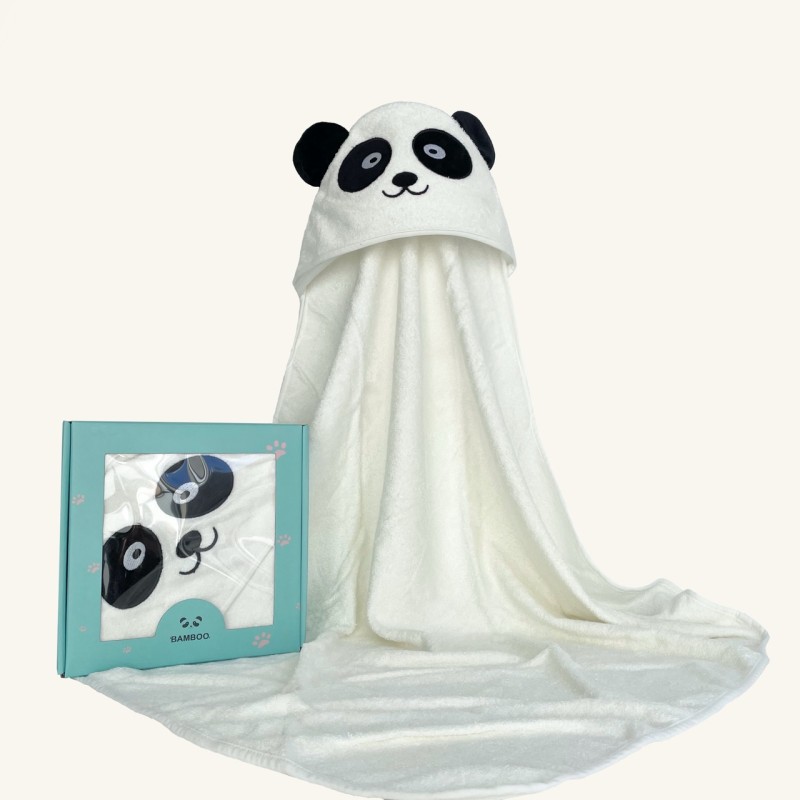 Thick 500GSM Skin Friendly Bamboo Bath Towel Panda Design Bamboo Hooded Baby Towel for Newborn