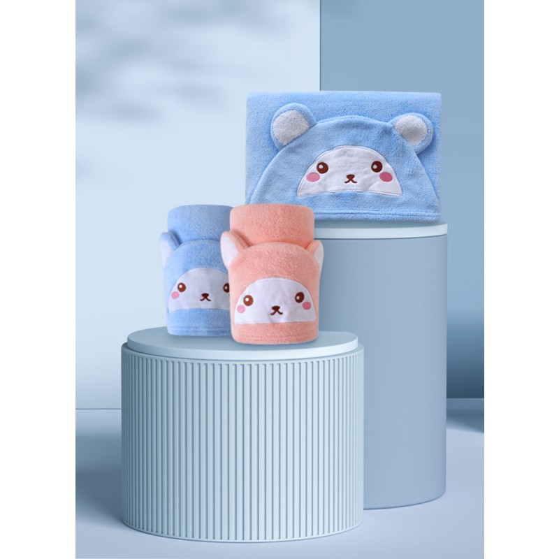 Eco-friendly Velvet Baby and Kids Hooded Towel Children's Bath Towel Newborn Wrap Bath Towel Thick Cartoon Absorbent Poncho