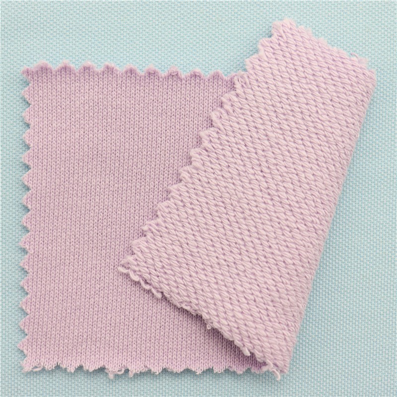 100% Organic Cotton French Terry 420gsm NE40 Double Yarn Weaving Back Double Stranded Looped Fabric for Casual Wear Sportswear