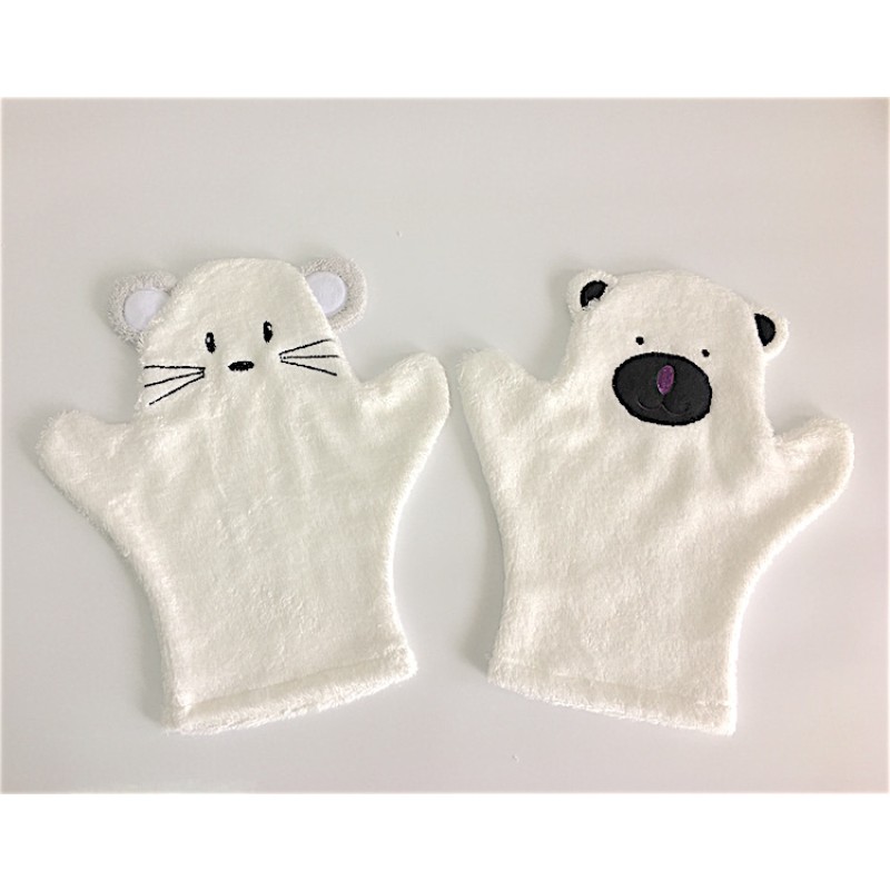Super Soft High Quality Baby Bath Products Bath Mitten Bamboo Mitten BODY Mitten with Mouse Design