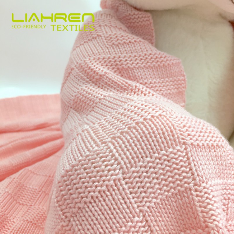 Baby Nap Knitted Girls Blanket High Quality Soft Organic 100% Bamboo Square Plain Solid Baby Blanket & Swaddling 100%bamboo