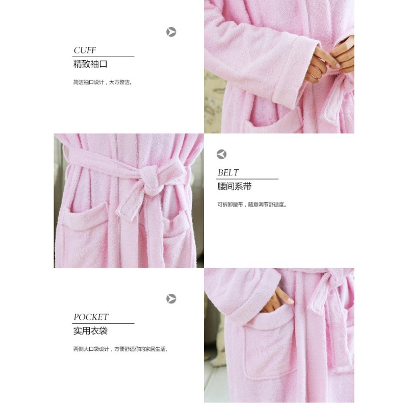 High Quality Luxurious Soft Men and Woman Sleepwear Organic Bamboo Bathrobe Long Absorbent Terry Bath Robe for Woman