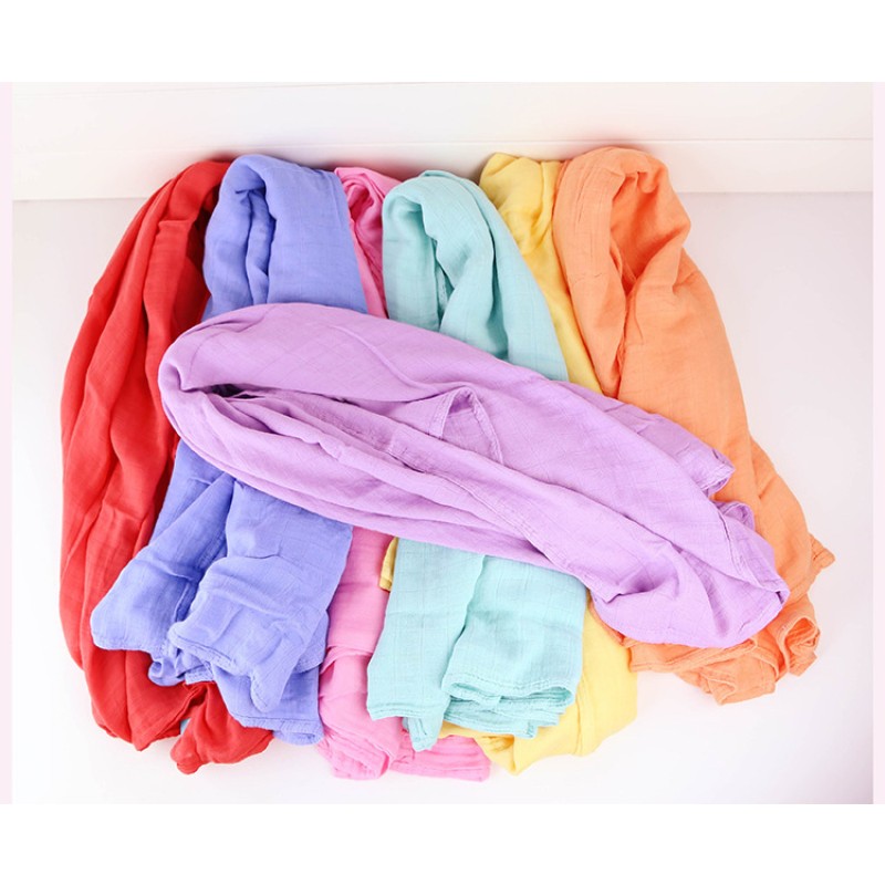 Hot Sales Breathable Muslin Baby Blanket Colored Newborn Baby Bamboo Muslin Swaddle Wrap Blanket
