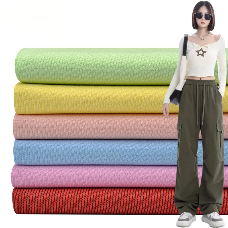 65% Organic Cotton33%Polyester2%Spandex Twill Fabric 180GSM Soft Organic Cotton Double Line Look Stretch Twill Fabric for Pants