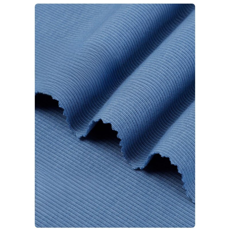 46%Bamboo46%Organic Cotton 8%Spandex 40s 240GSM Bamboo Fabric 2*2 Rib Stretchy  Fabric for Summer Tank Tops and Loungewear