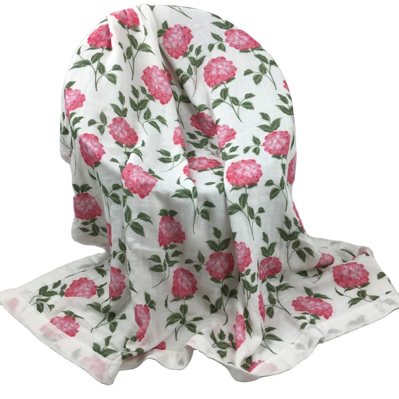 Thick 6 Layers Swaddle Blanket Print Large Size 120*120cm 70% Organic Bamboo 30%cotton  Muslin Swaddle Blanket