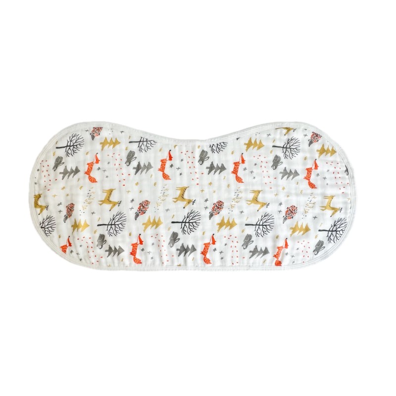 100% Organic Bamboo Muslin Baby Burp Cloth Set Button Closure OEM Service Printed Burp Bibs