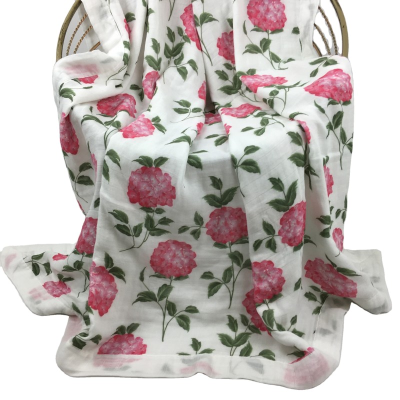 Thick 6 Layers Swaddle Blanket Print Large Size 120*120cm 70% Organic Bamboo 30%cotton  Muslin Swaddle Blanket