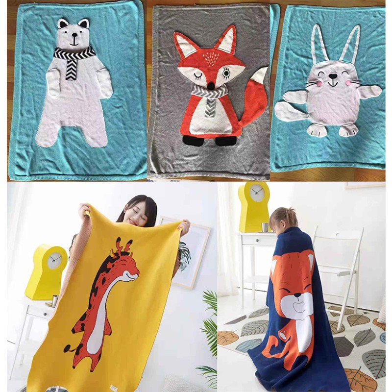 High Quality Wholesale Soft Touch Luxury Knitted Custom Bed Blanket Super Comfortable Cotton Blanket All Season