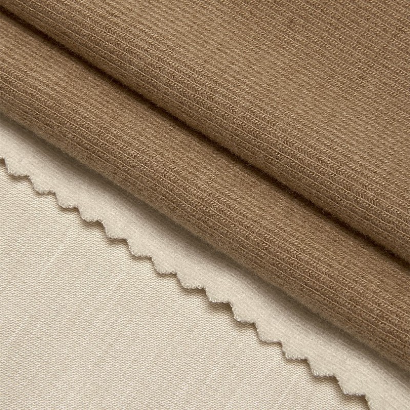 Merino Mixed Bamboo Acrylic Spandex Fabric 280gsm Soft Warm Brushed Rib Fabric for Long Sleeved Knitted Sweater Fabrics