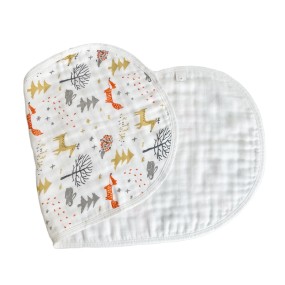 100% Organic Bamboo Muslin Baby Burp Cloth Set Button Closure OEM Service Printed Burp Bibs