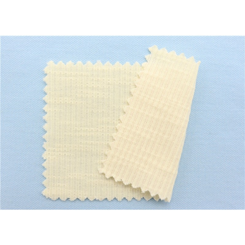 New 27% Organic Cotton 67%Recycle Polyester 6%Spandex Jersey 230gsm 165cm Slubbed Jacquard Knit Fabric for Women's Apparel