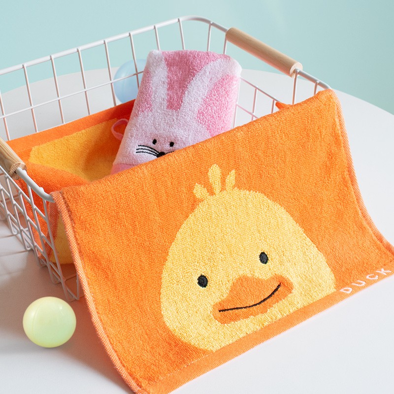 High Quality Yarn Dyed Jacquard Super Soft Cute Cartoon Design Bamboo Towels for Baby Kids Bathroom Washcloths Facial Towels Set