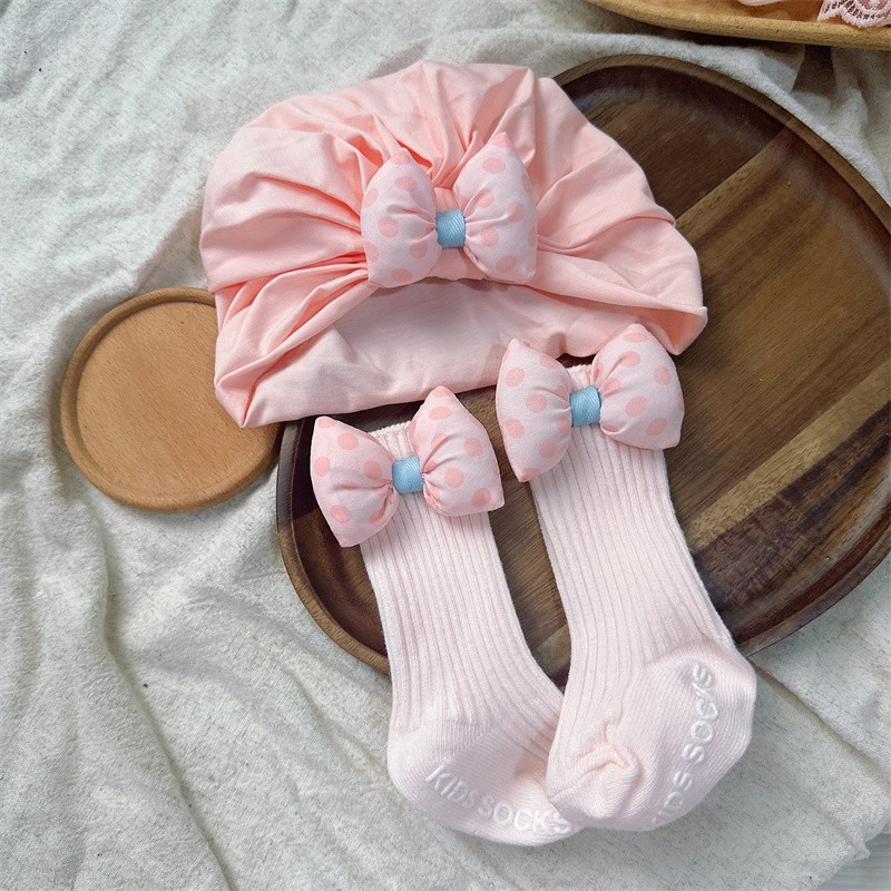Baby Set Manufacturer - Bow Turban Socks Pearl Lace