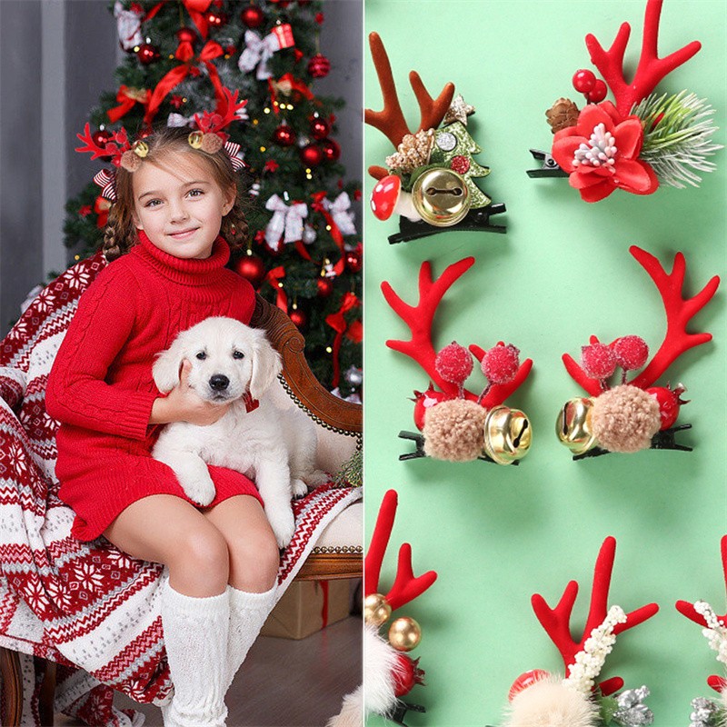 Hair Clip Factory - Christmas Reindeer Antler Bells