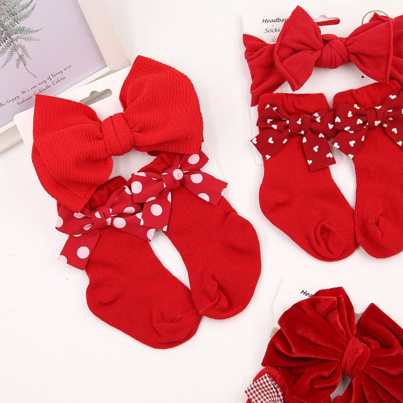 Baby Headband Set Manufacturer - Christmas Gift Dot Plaid