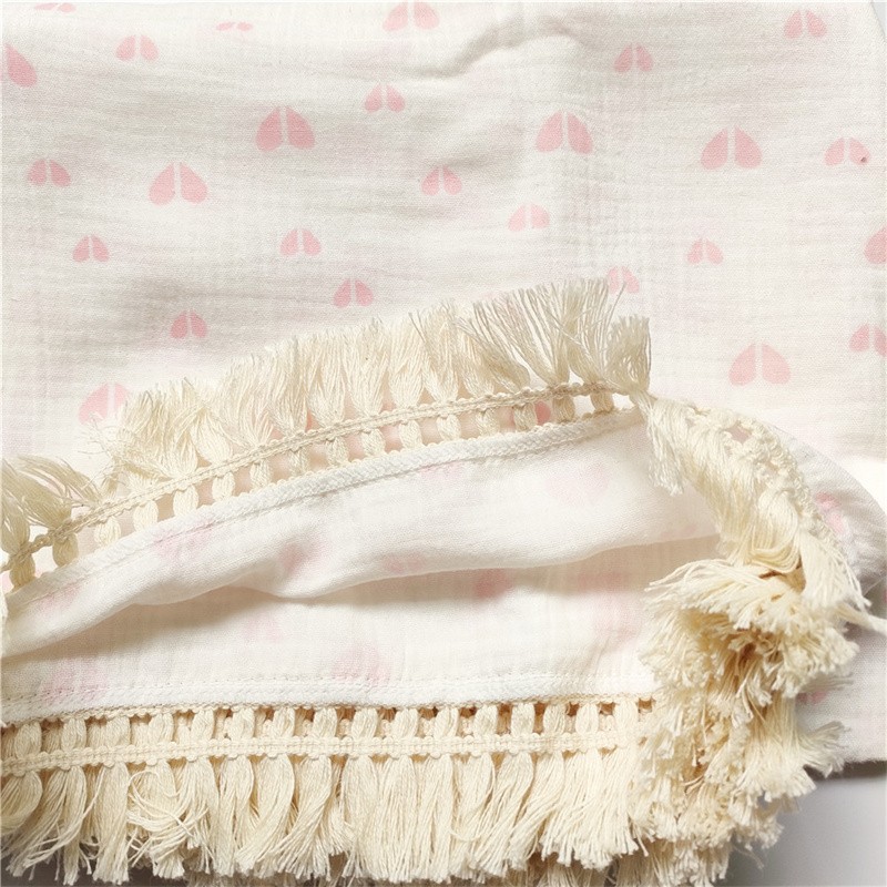 Baby Blanket Supplier - Ins Floral Tassel Gauze