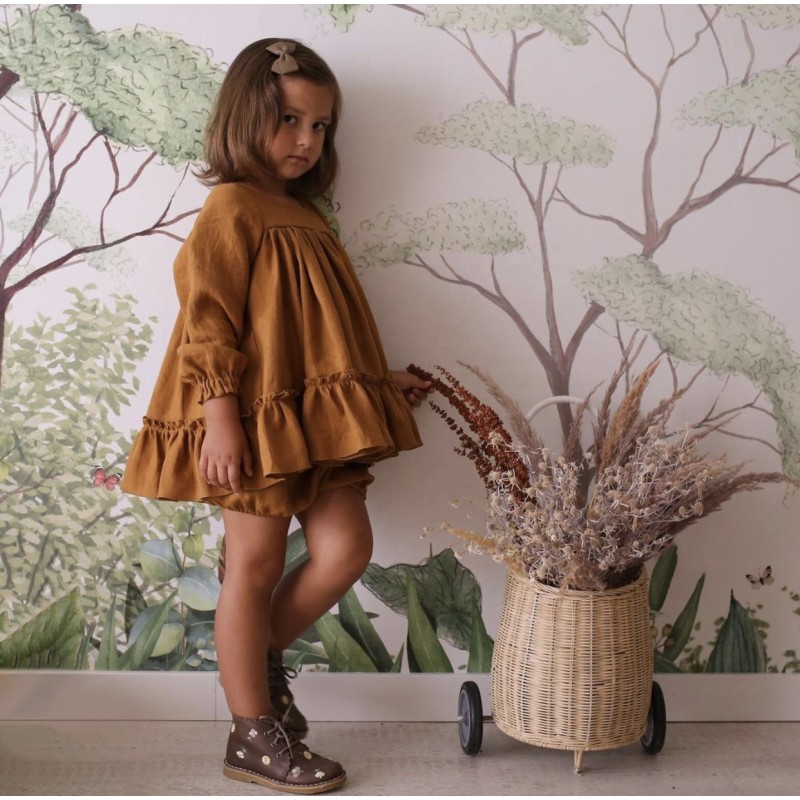 Girl Set Factory - Cotton Linen Ruffled Edge