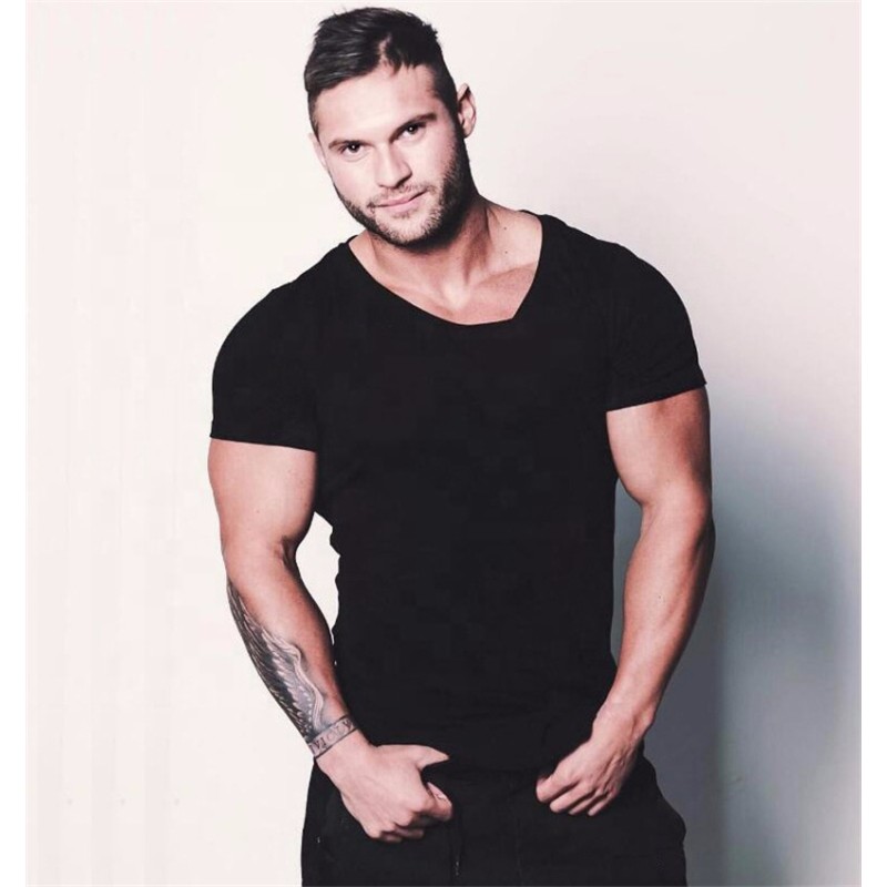 Fitness T-shirt Supplier - Custom Brand V-neck