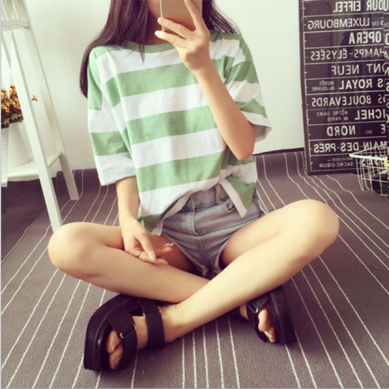 Women T-shirt Manufacturer - 2019 Summer Striped Loose