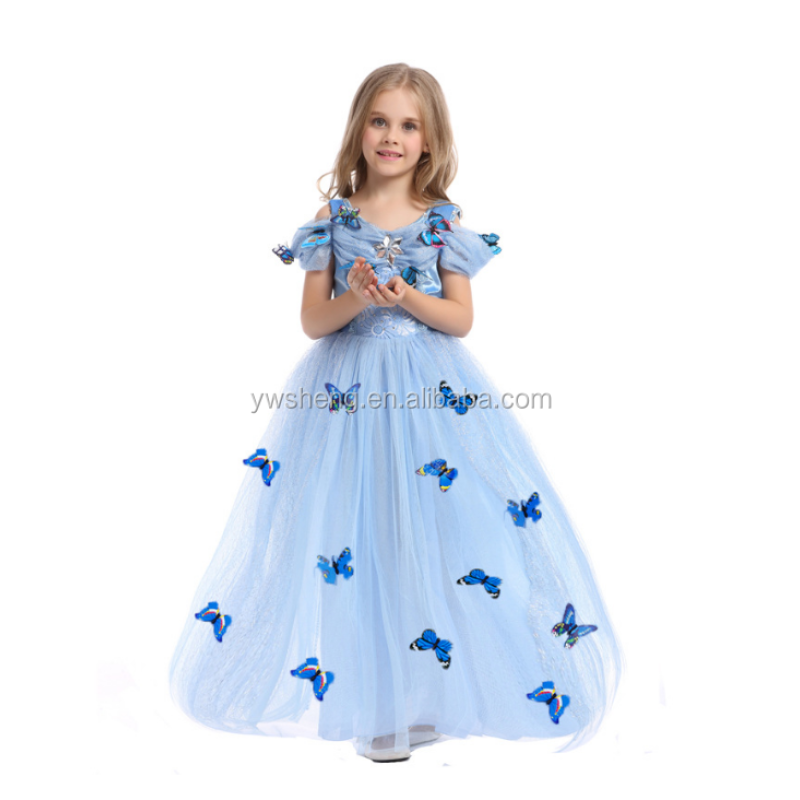 Princess Dress Supplier - 2016 Blue Butterfly Design