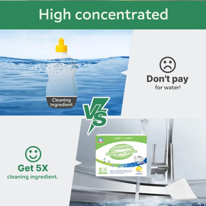 Kitchen Cleaning Dishwasher Detergent Sheet Dish Washing Sheets