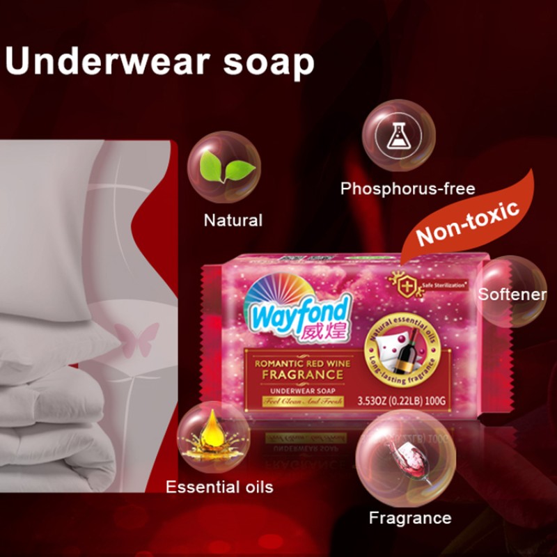 Private Label Red Wine Fresh Scented Wash Clothes Underwear Laundry Fragrance Solid Soap