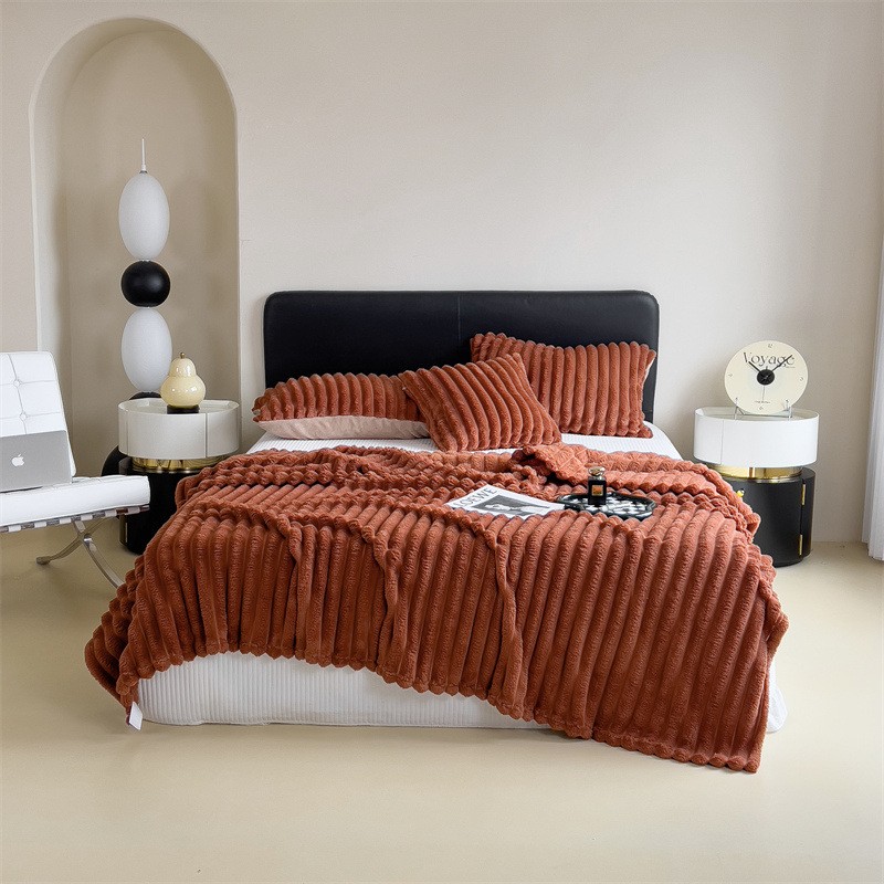 Fur Blanket Supplier - Solid Striped Faux Rabbit