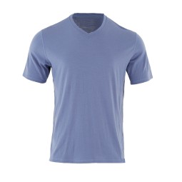V-Neck T-Shirt Factory - Mens Merino Wool Blue