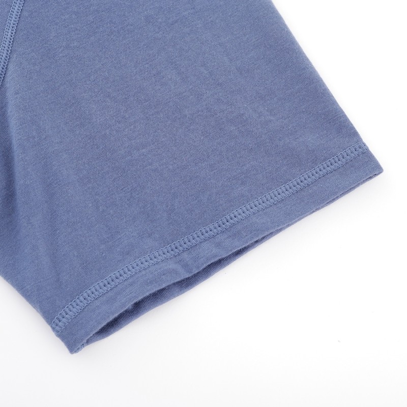 V-Neck T-Shirt Factory - Mens Merino Wool Blue