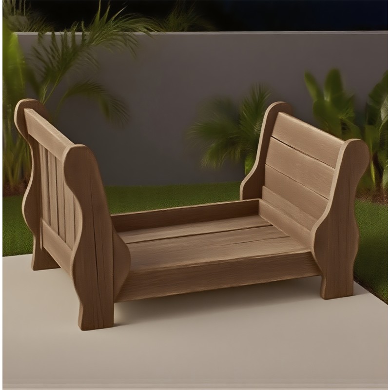 Wooden Pet Bed Supplier - Curved Arm Weathered Finish