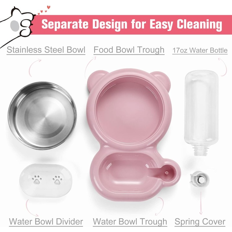 Pet Bowl Set Supplier - Eco-Friendly Pink Stainless