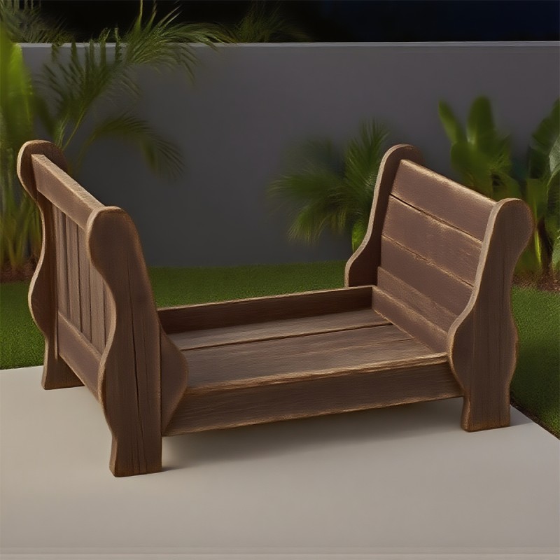 Wooden Pet Bed Supplier - Curved Arm Weathered Finish