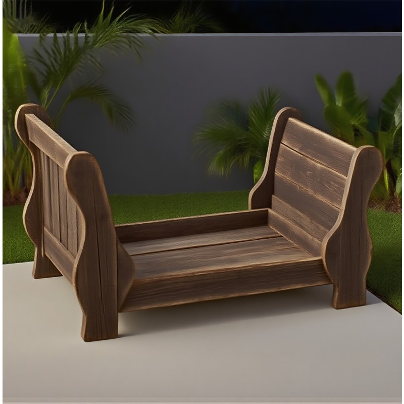 Wooden Pet Bed Supplier - Curved Arm Weathered Finish