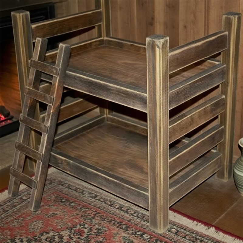 Pet Bunk Bed Supplier - Distressed Wooden Two Tier
