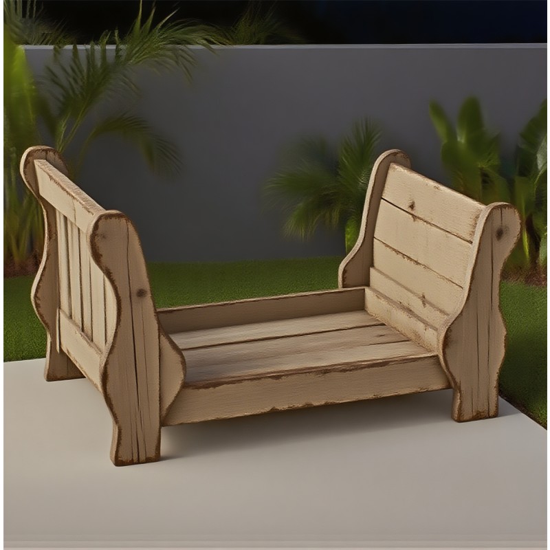 Wooden Pet Bed Supplier - Curved Arm Weathered Finish