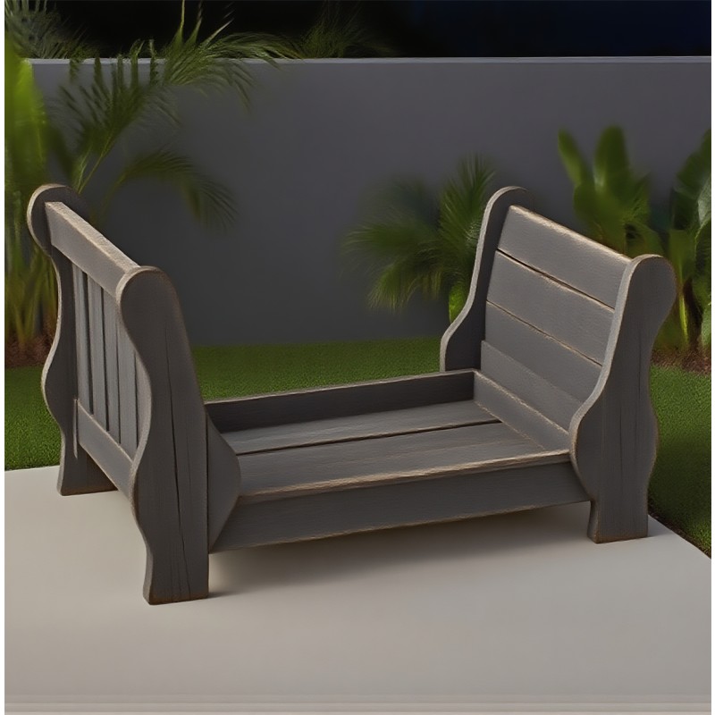 Wooden Pet Bed Supplier - Curved Arm Weathered Finish