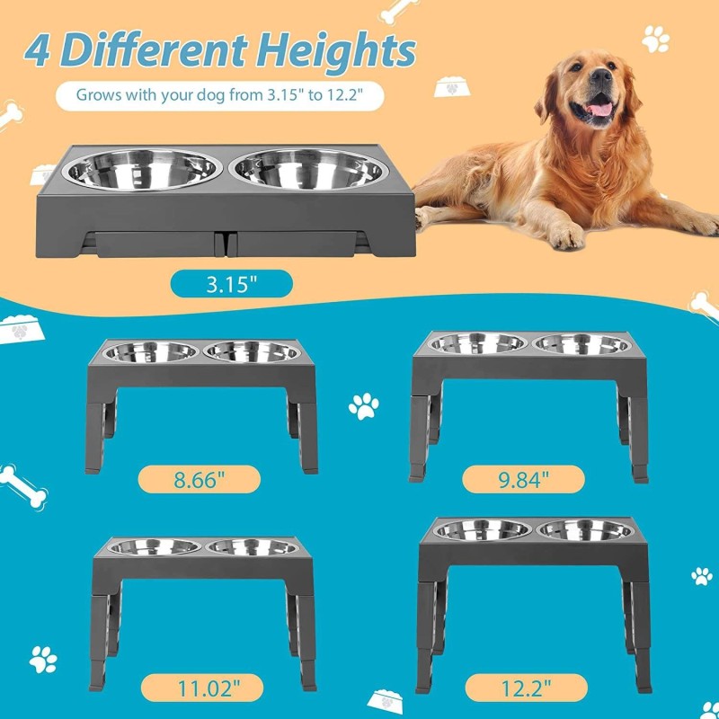 Dog Bowl Stand Supplier - 5 Heights Adjustable